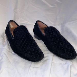 GIORGIO BRUTINI QUILTED BLACK VELVET LOAFERS - SIZE 9.5 MENS